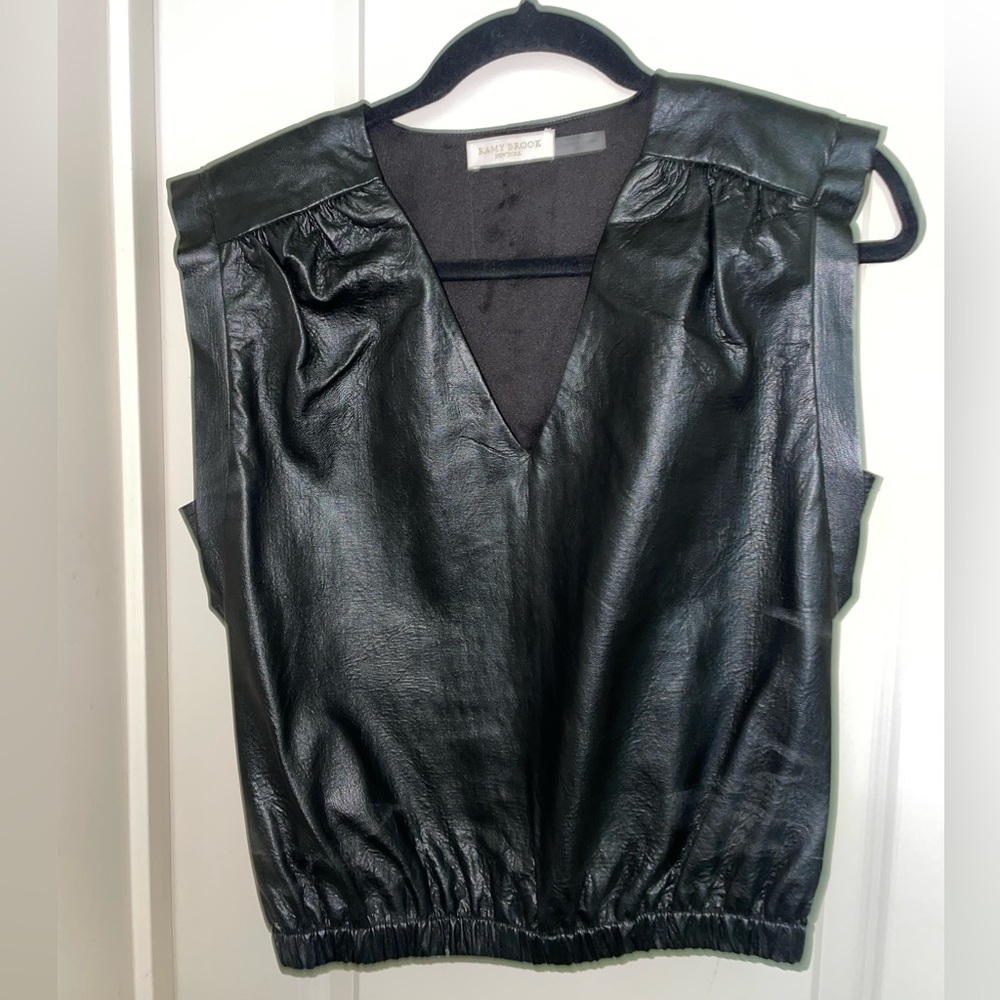 Ramy Brook Black Sleeveless Ruched Blouse
